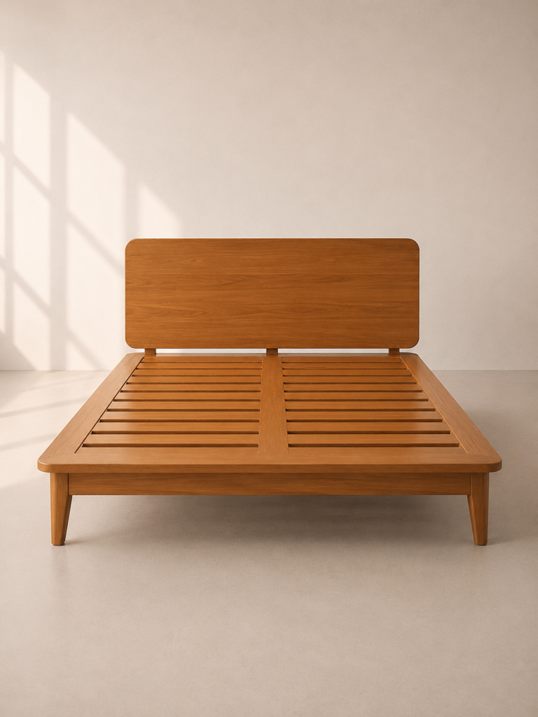 Alden Bed – Tempat Tidur Kayu Jati Minimalis dengan Headboard