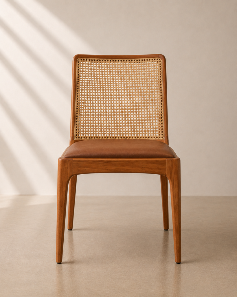 Aven Dining Chair – Kursi Makan Kayu Jati dengan Rotan