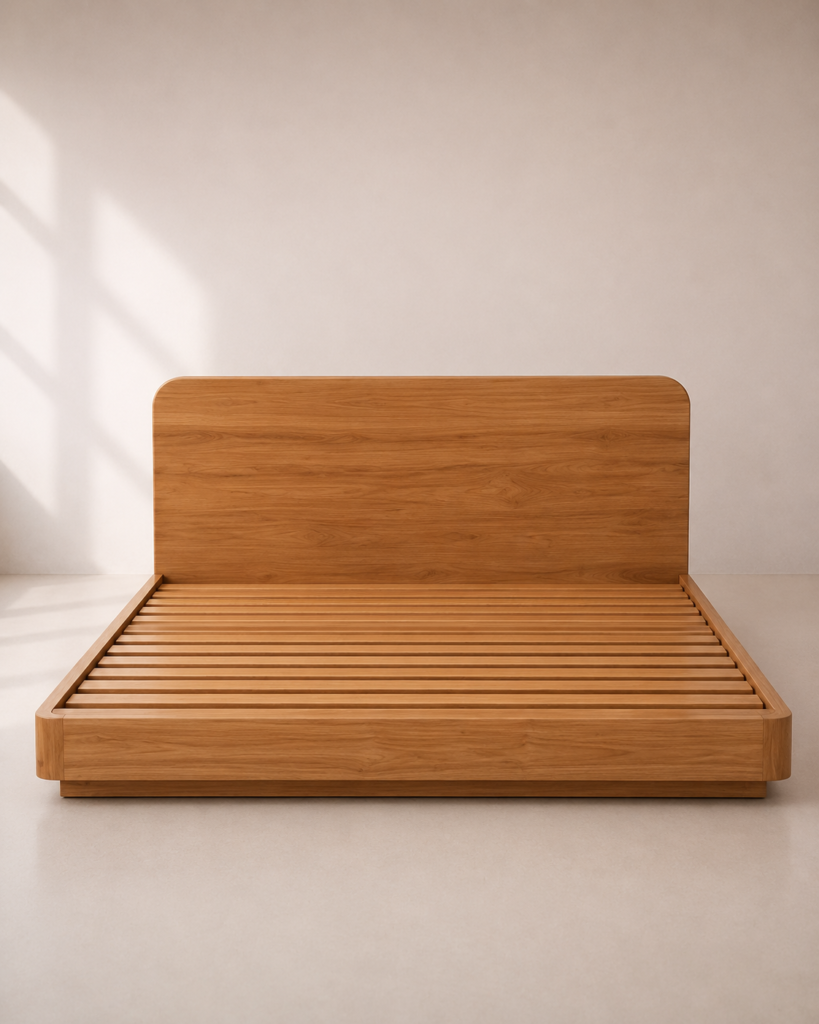 Cora Bed – Tempat Tidur Kayu Jati Minimalis Modern