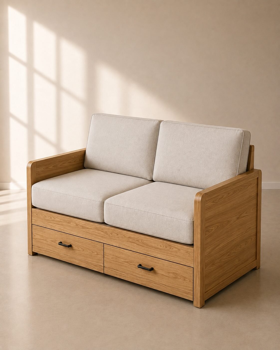 Kova Storage Sofa – Sofa Bed Kayu Jati dengan Penyimpanan — foto 2