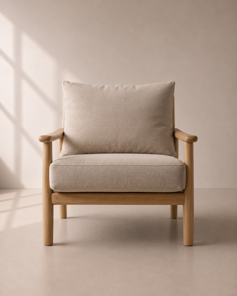 Mira Lounge Chair – Kursi Santai Kayu Jati Minimalis