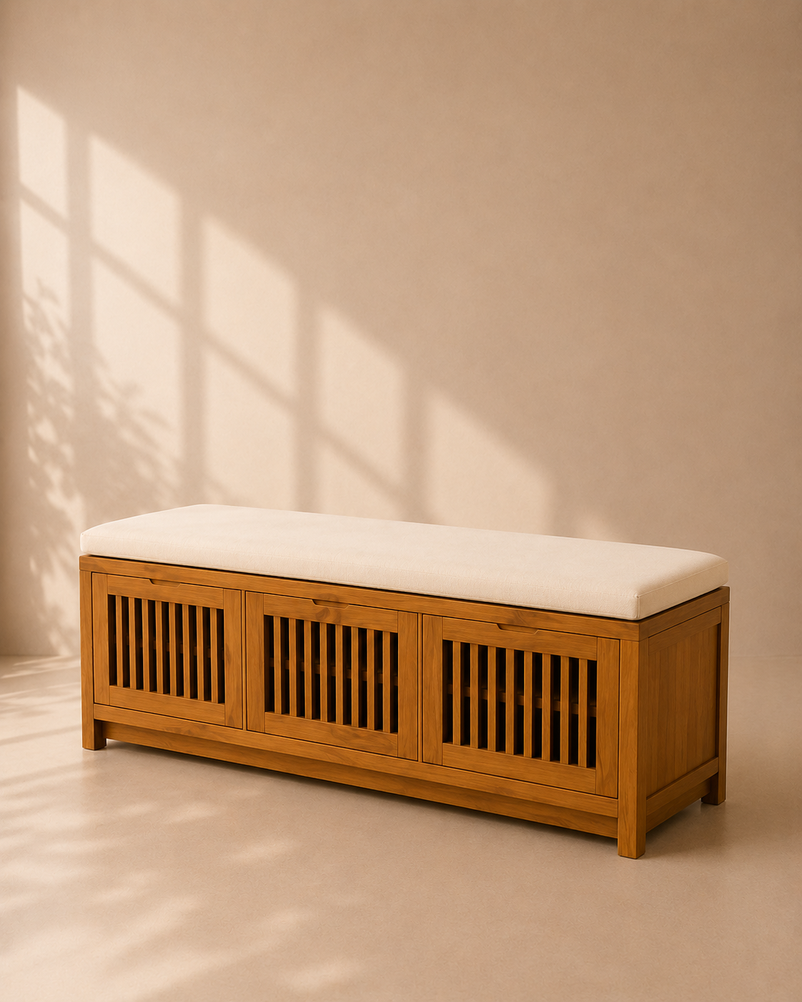 Nara Shoe Bench – Bangku Sepatu Kayu Jati Minimalis — foto 2