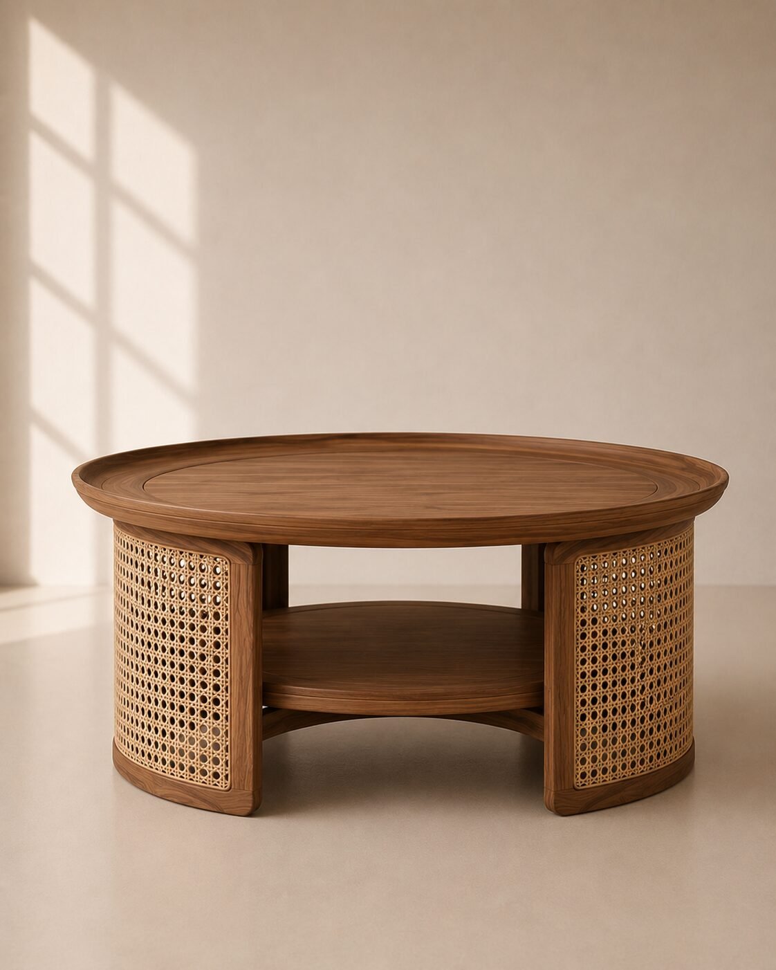 Rava Coffee Table – Meja Tamu Kayu Jati Rotan — foto 1