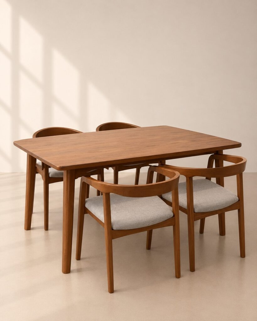 Savio Dining Set – Set Meja Makan Kayu Jati Minimalis