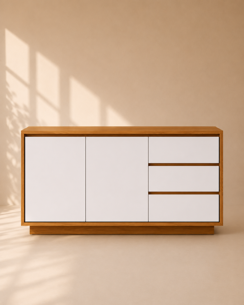Buffet Kayu Jati Serbaguna – Desain Minimalis Modern